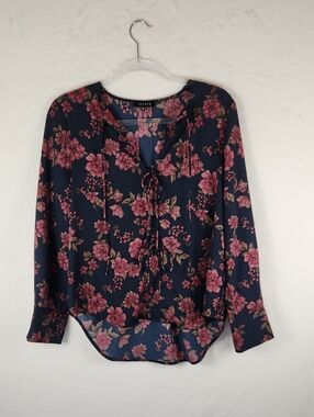1.State - Gallant Garden Tie Front Long Sleeve‎ Blouse - Women's Size Medium